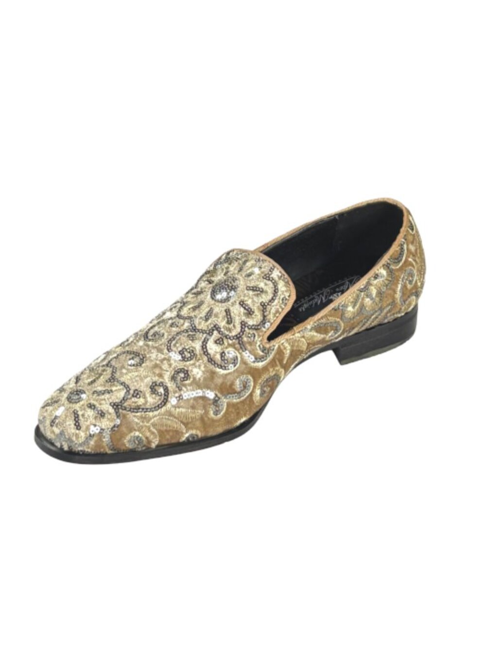 After Midnight 6734 Men's Gold Embroidered Smoking Loafers
